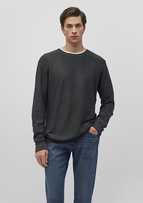  Mavi Bisiklet Yaka Antrasit Basic Kazak Slim Fit / Dar Kesim 070803-34314