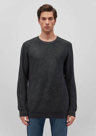  Mavi Bisiklet Yaka Antrasit Basic Kazak Slim Fit / Dar Kesim 070803-34314