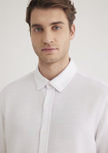  Mavi Beyaz Gömlek Fitted / Vücuda Oturan Kesim 020579-25705