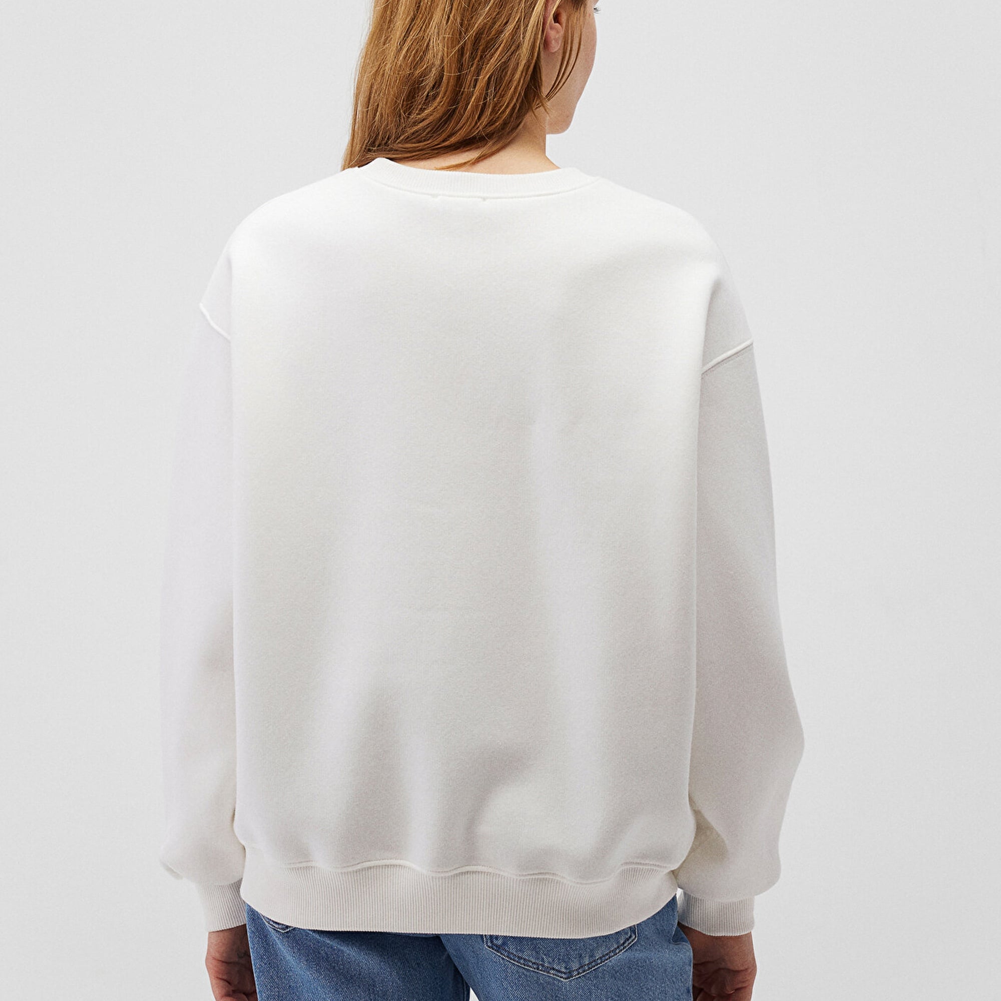 Mavi Bisiklet Yaka Beyaz Basic Sweatshirt 1610198-70057