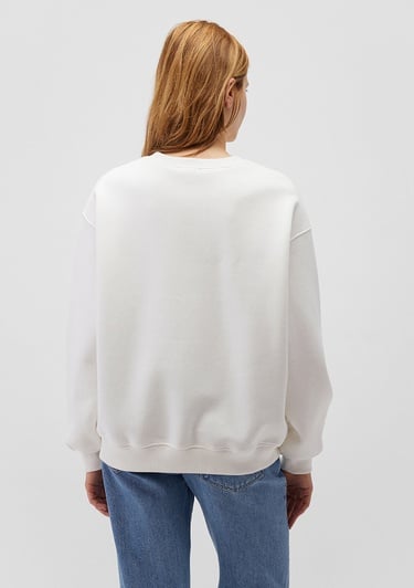 Mavi Bisiklet Yaka Beyaz Basic Sweatshirt 1610198-70057