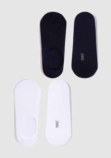  Mavi 2li Siyah Beyaz Babet Çorabı 092594-620