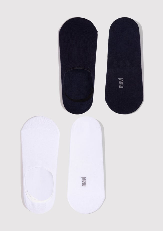  Mavi 2li Siyah Beyaz Babet Çorabı 092594-620