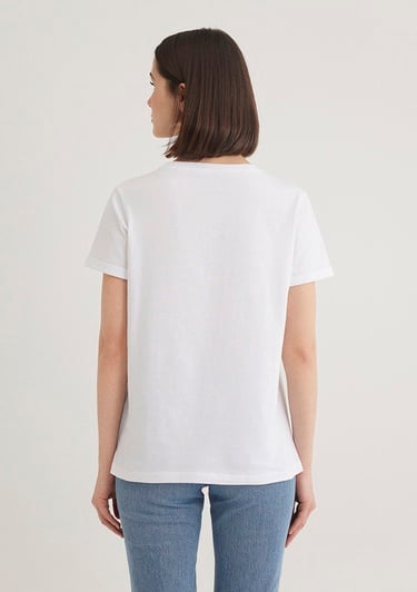  Mavi Denim Kız Baskılı Beyaz İstanbul Tişört Regular Fit / Normal Kesim 1610222-620