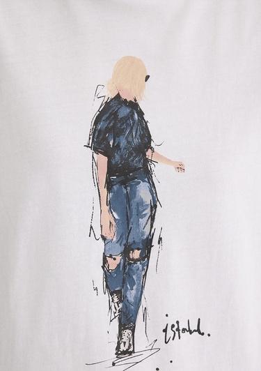  Mavi Denim Kız Baskılı Beyaz İstanbul Tişört Regular Fit / Normal Kesim 1610222-620
