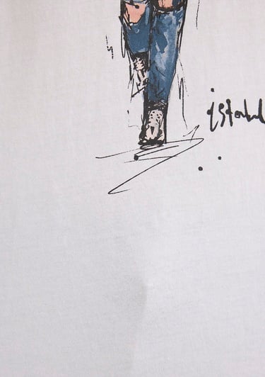  Mavi Denim Kız Baskılı Beyaz İstanbul Tişört Regular Fit / Normal Kesim 1610222-620