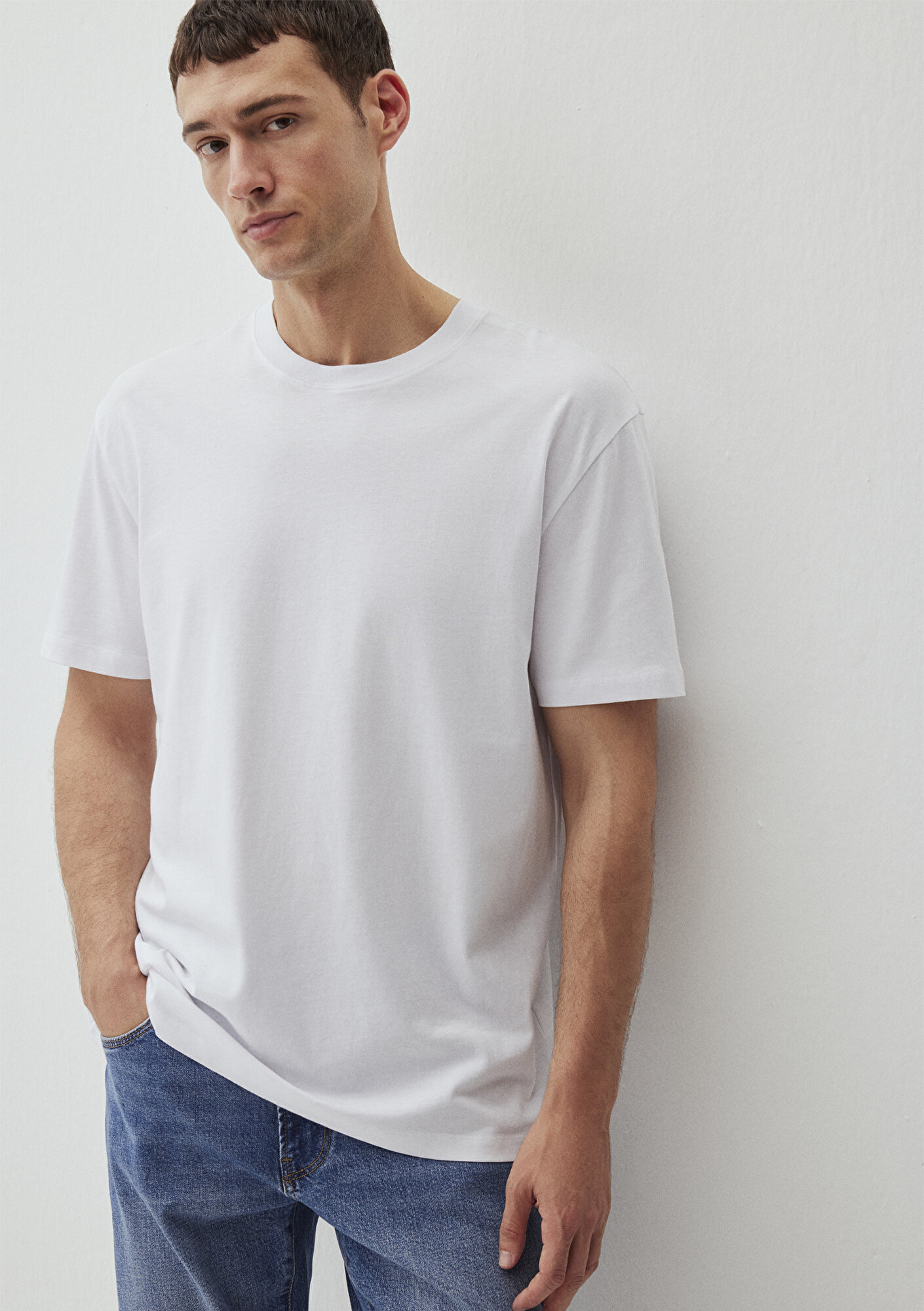  Mavi Beyaz Basic Tişört Loose Fit / Bol Rahat Kesim 066249-620