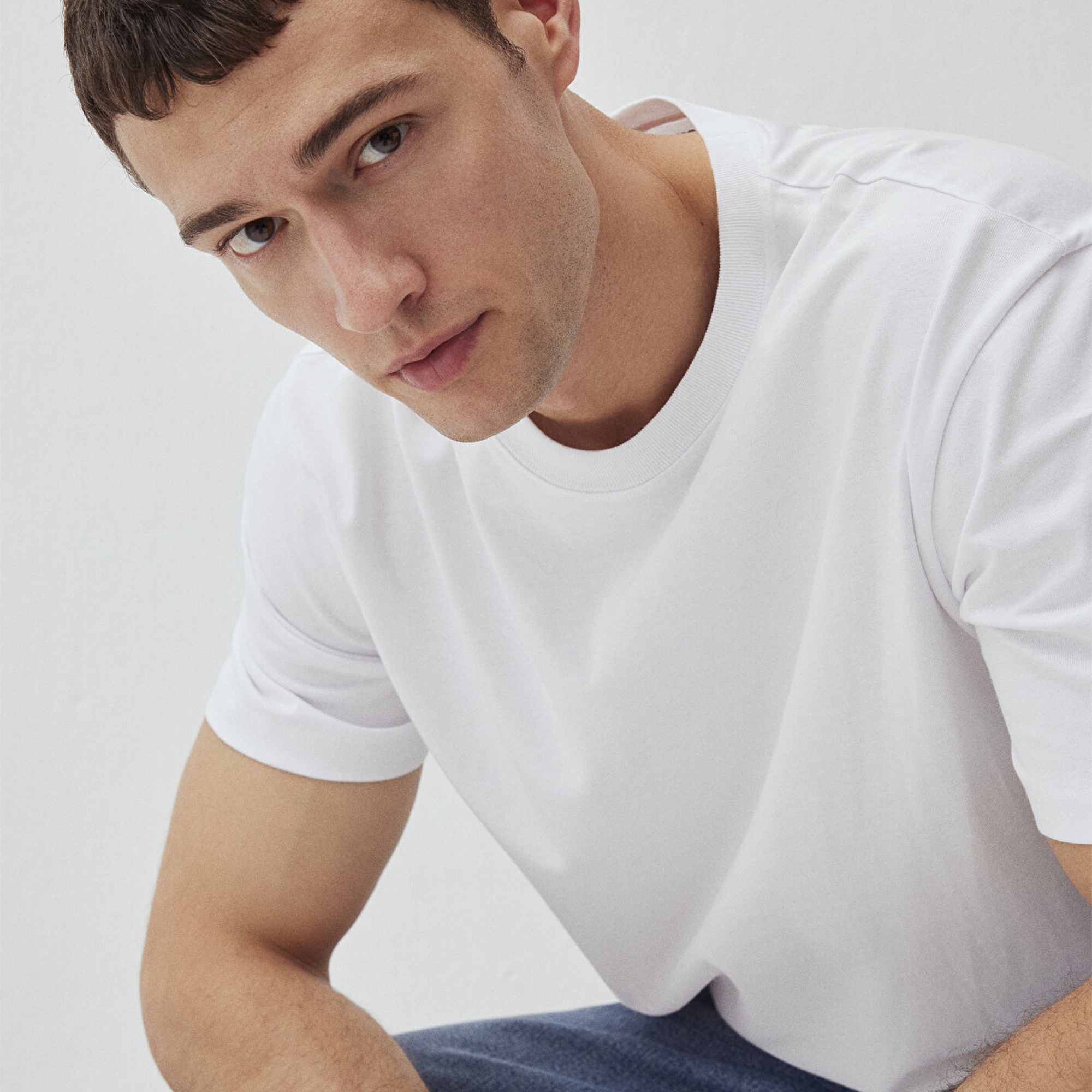 Mavi Beyaz Basic Tişört Loose Fit / Bol Rahat Kesim 066249-620