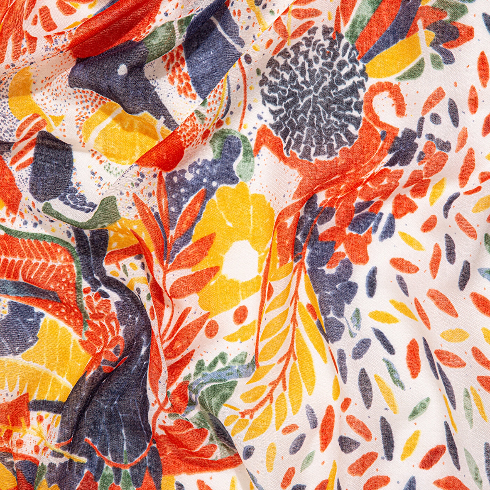 Mavi Baskılı Turuncu Şal 1910042-30874