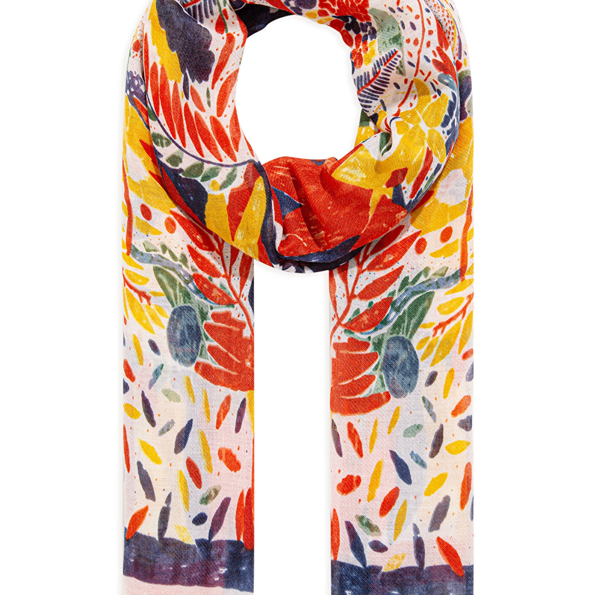 Mavi Baskılı Turuncu Şal 1910042-30874