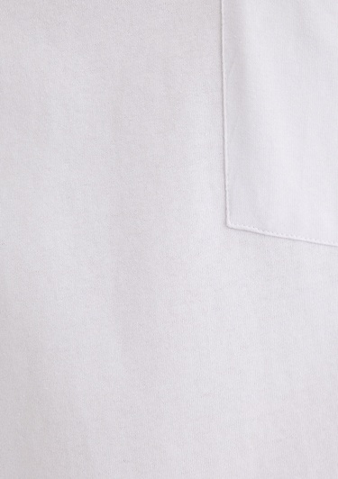  Mavi Cep Detaylı Beyaz Basic Tişört Loose Fit / Bol Rahat Kesim 066248-620