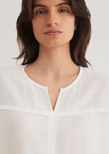  Mavi V Yaka Beyaz Bluz 121357-22937