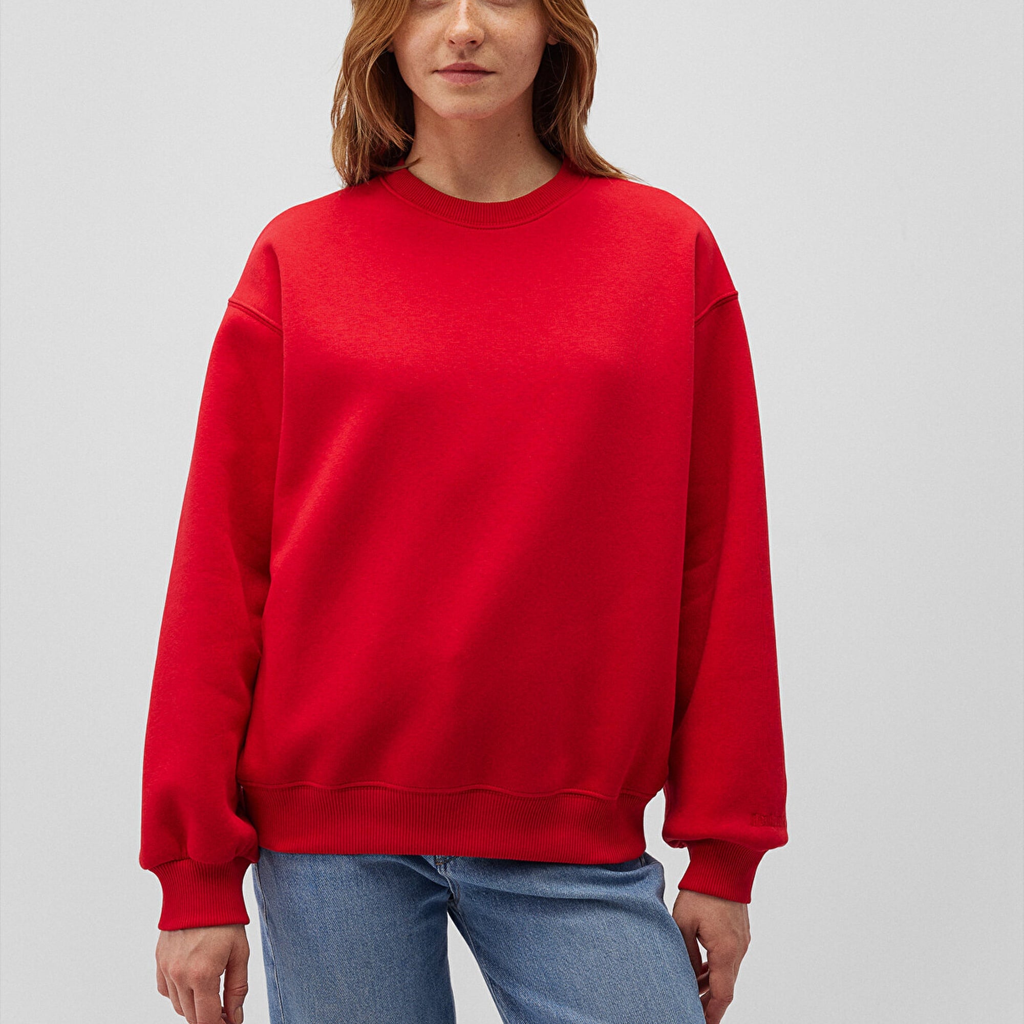 Mavi Bisiklet Yaka Kırmızı Basic Sweatshirt 1610198-80791