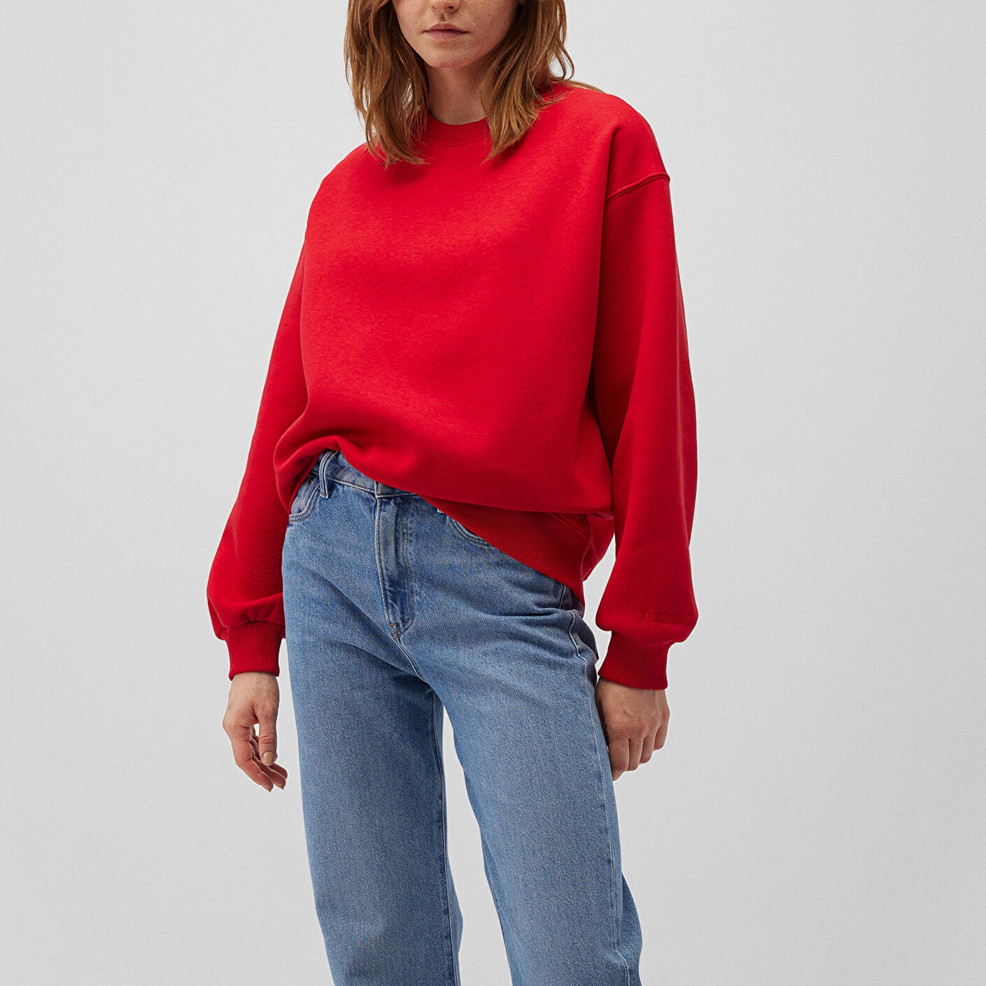 Mavi Bisiklet Yaka Kırmızı Basic Sweatshirt 1610198-80791