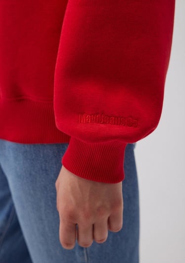  Mavi Bisiklet Yaka Kırmızı Basic Sweatshirt 1610198-80791