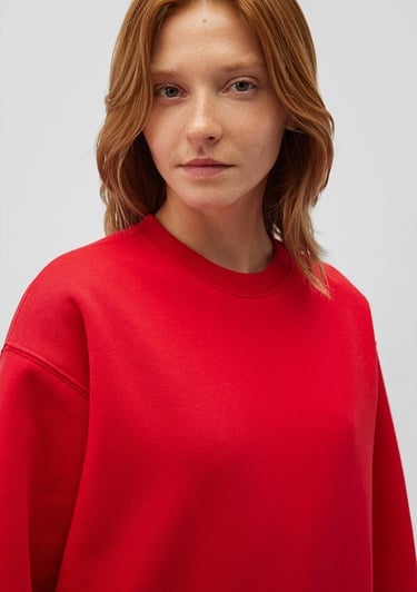  Mavi Bisiklet Yaka Kırmızı Basic Sweatshirt 1610198-80791