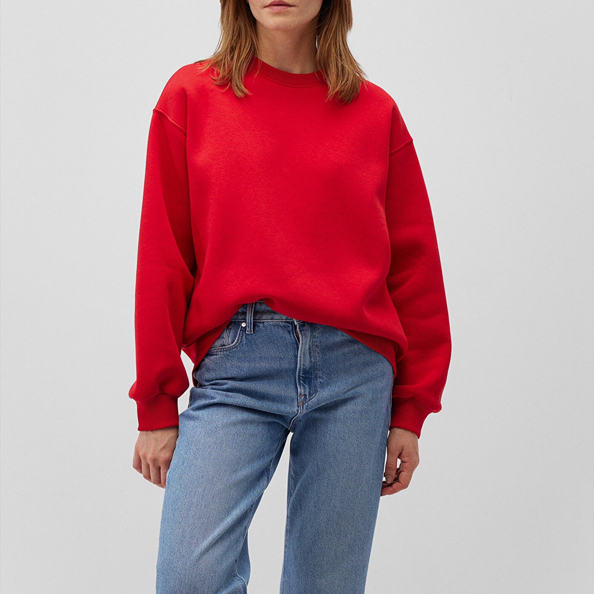 Mavi Bisiklet Yaka Kırmızı Basic Sweatshirt 1610198-80791