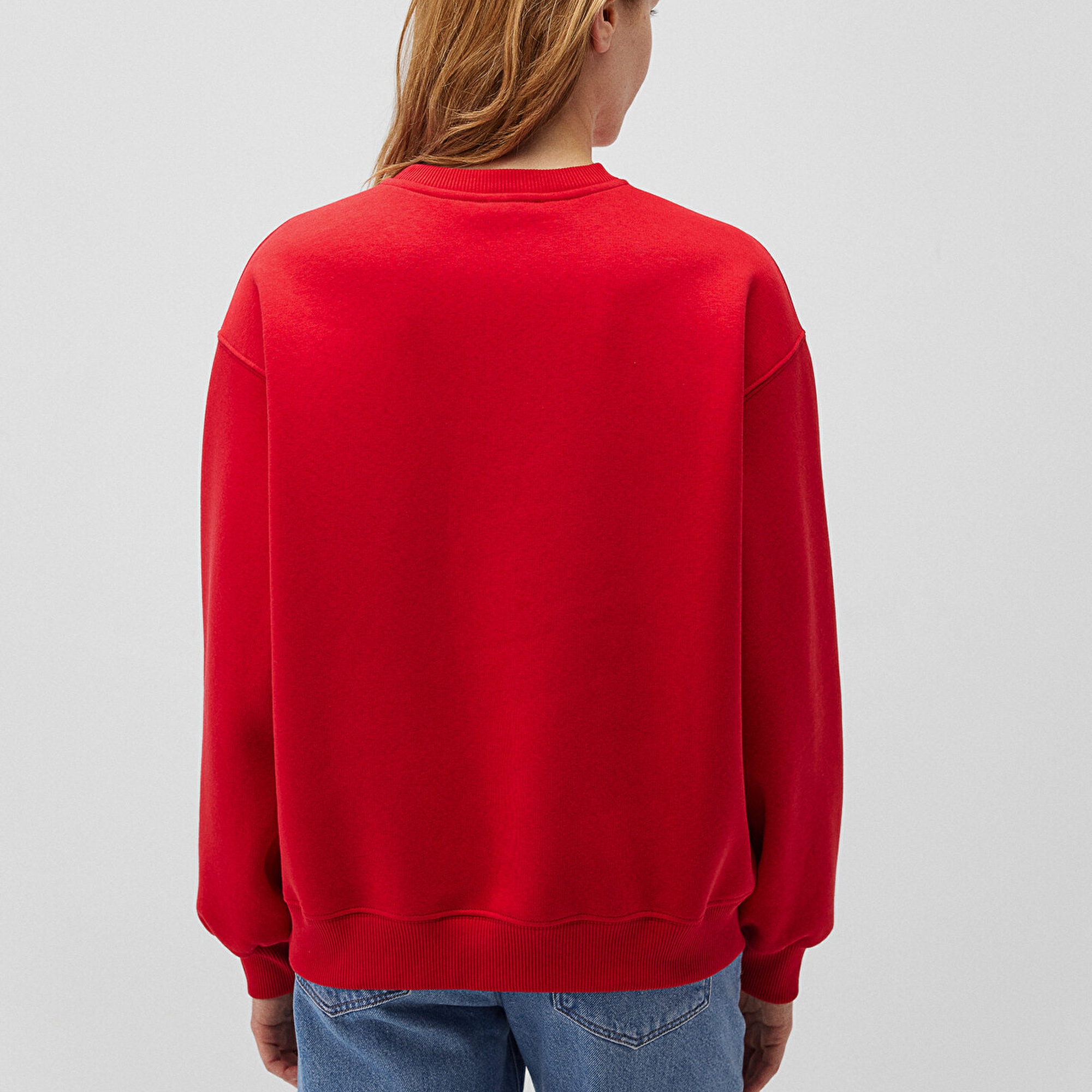 Mavi Bisiklet Yaka Kırmızı Basic Sweatshirt 1610198-80791