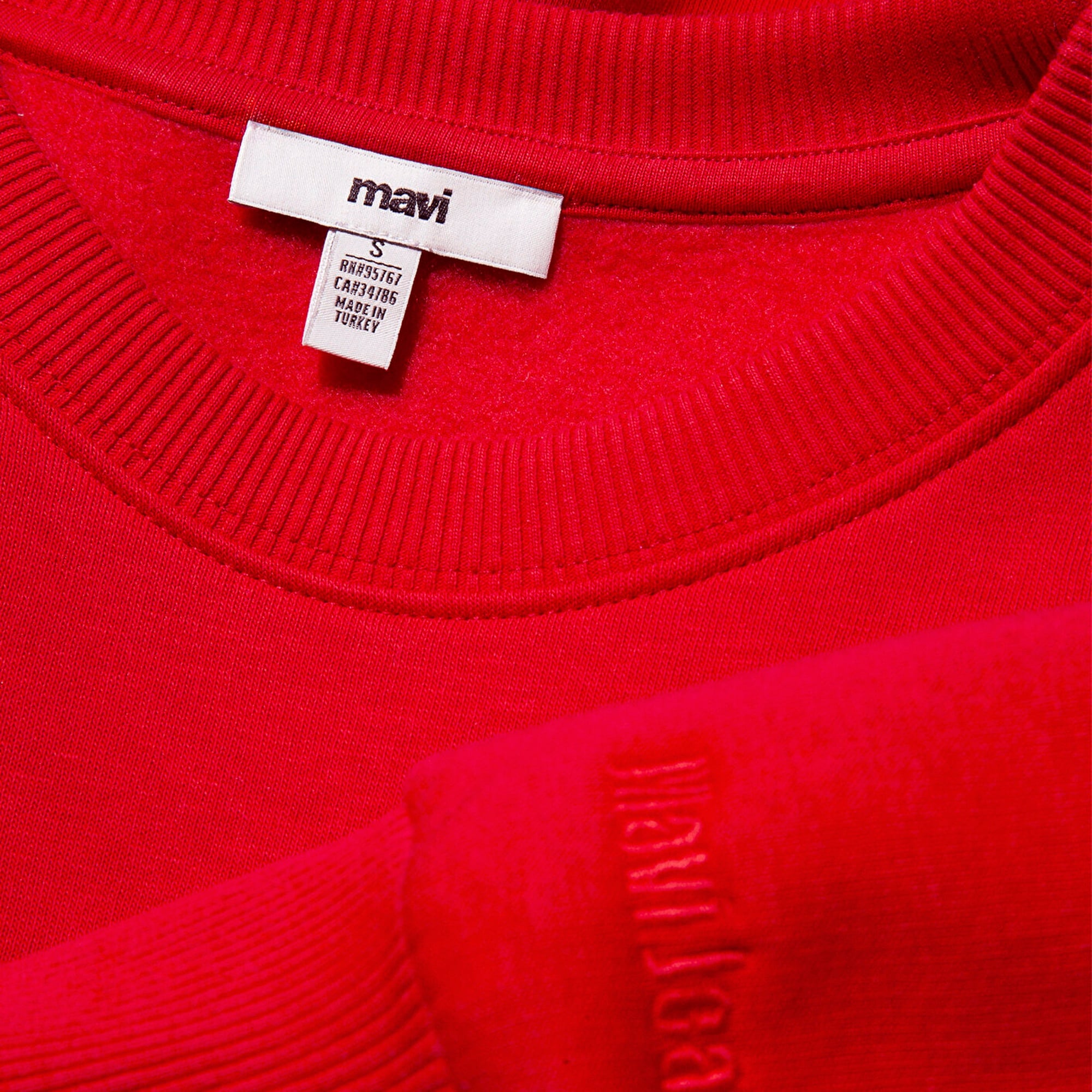 Mavi Bisiklet Yaka Kırmızı Basic Sweatshirt 1610198-80791