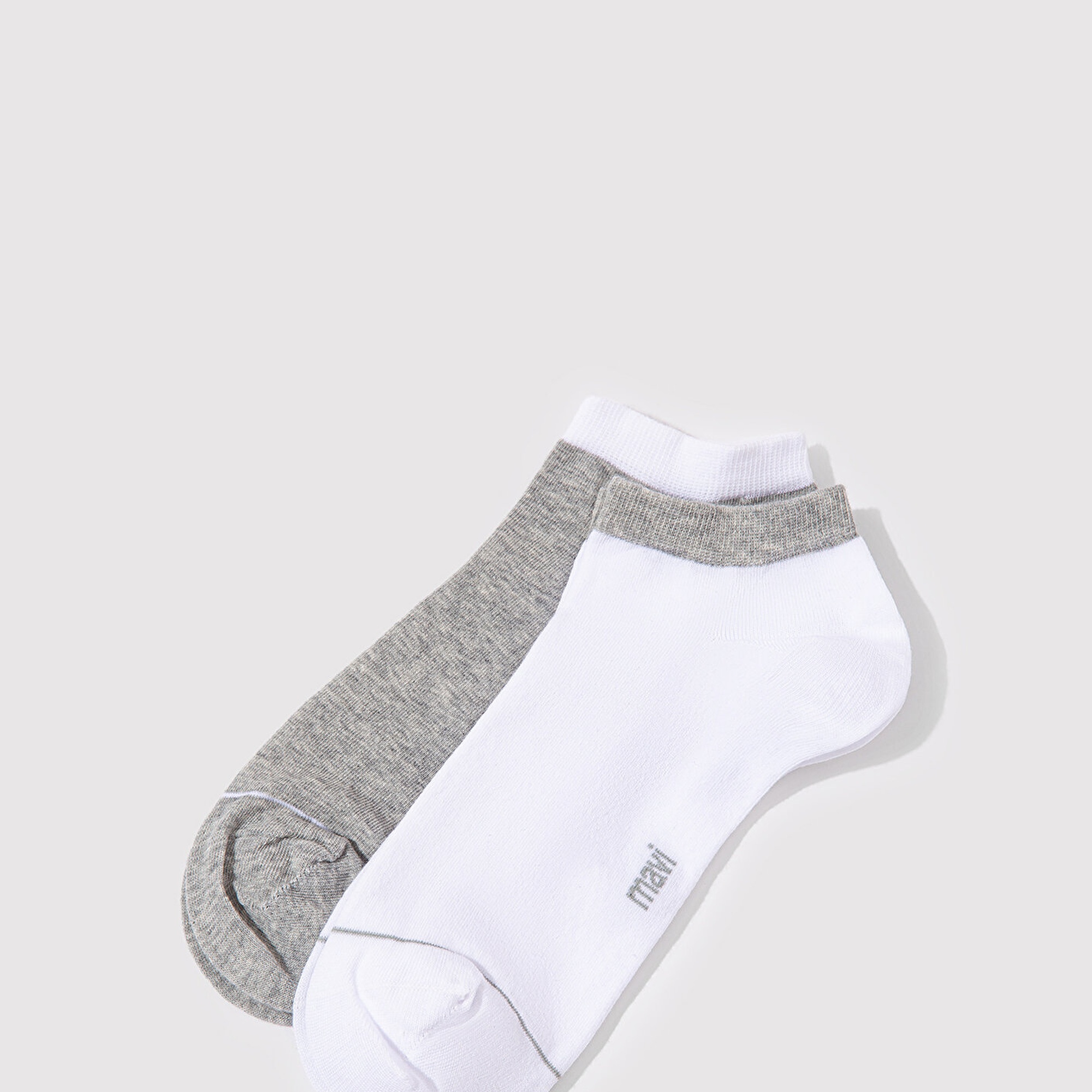 Mavi 2li Beyaz Gri Patik Çorap 090273-20844