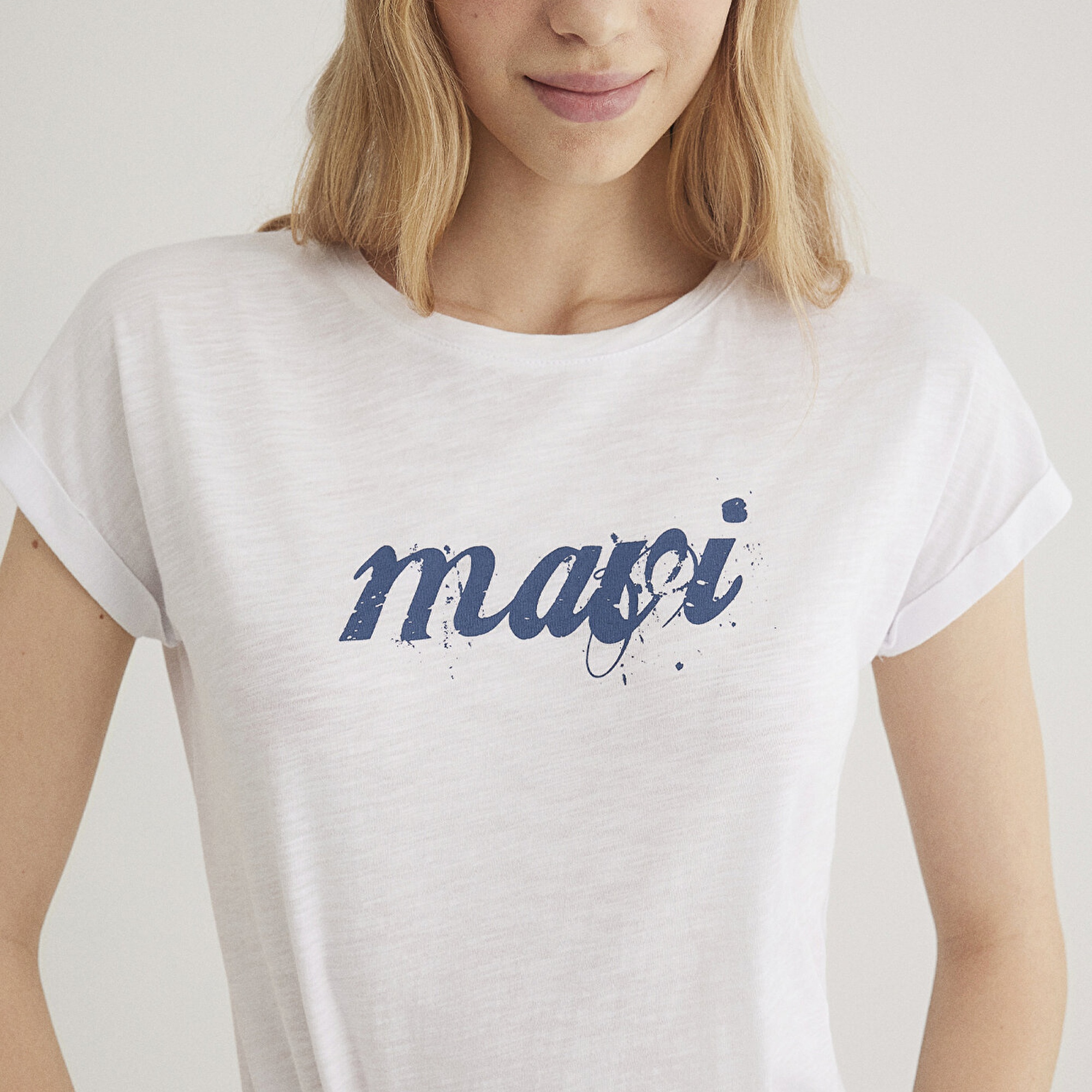 Mavi Mavi Logo Baskılı Beyaz Tişört Loose Fit / Bol Rahat Kesim 166422-620