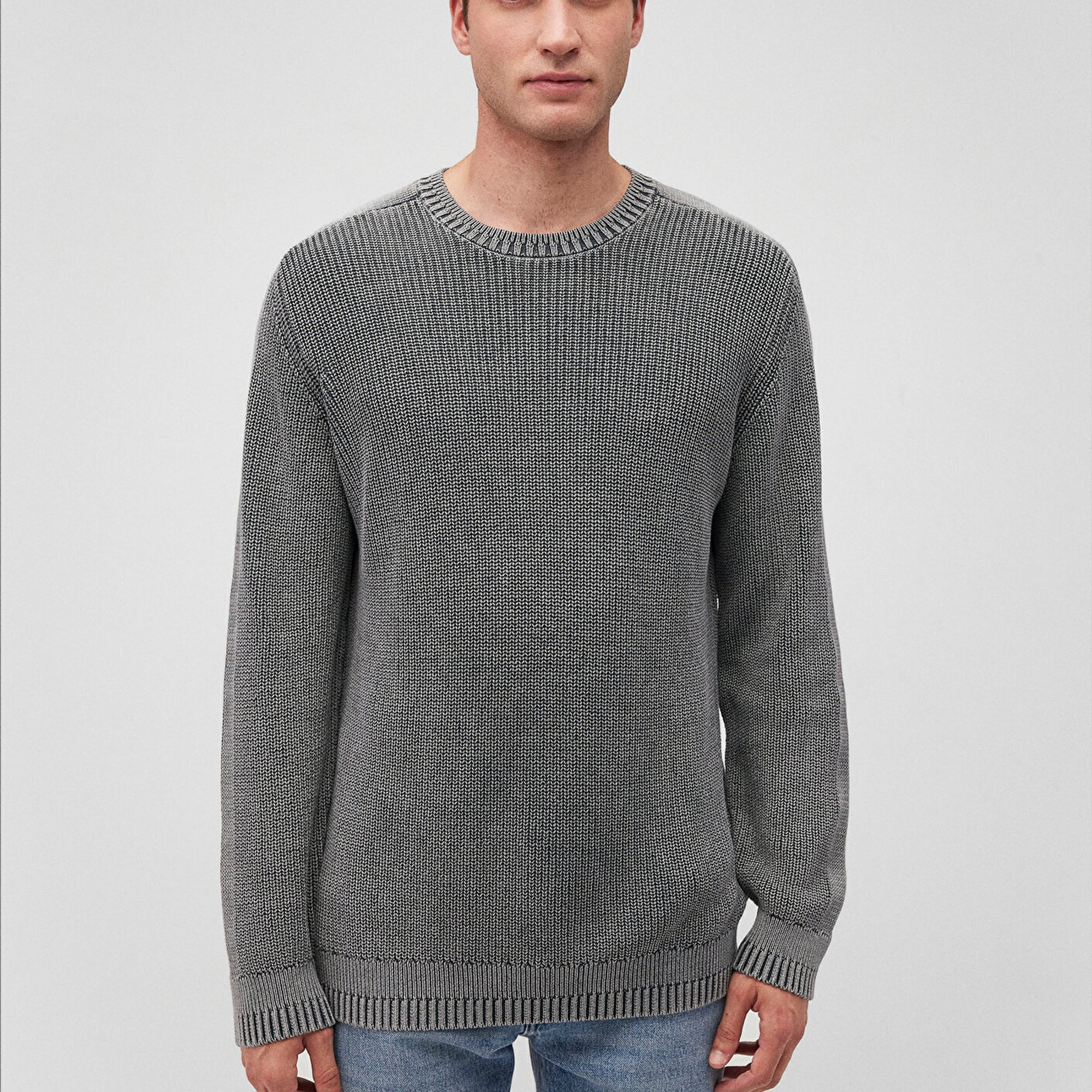 Mavi Bisiklet Yaka Gri Kazak Slim Fit / Dar Kesim 070767-34314