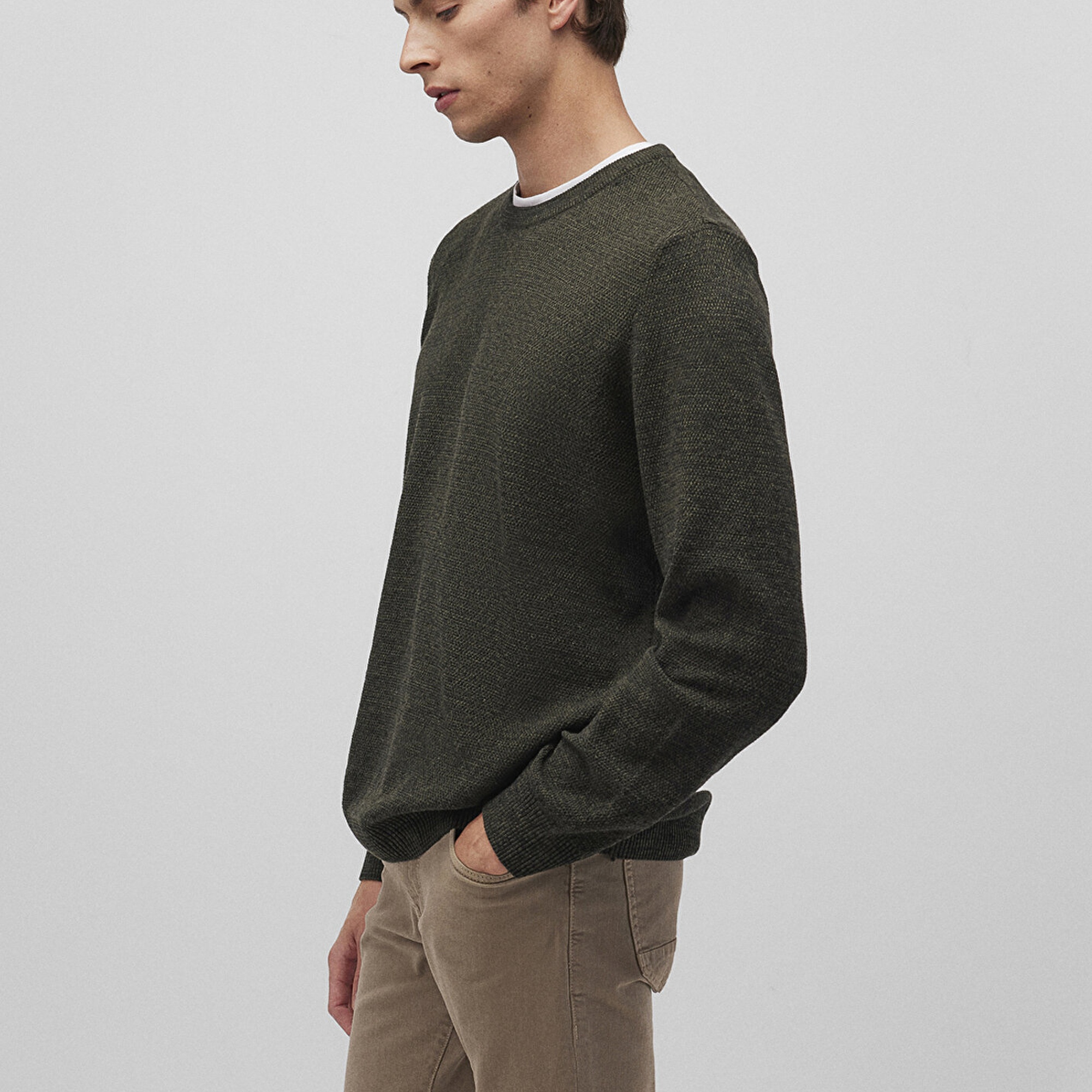 Mavi Bisiklet Yaka Haki Basic Kazak Slim Fit / Dar Kesim 070781-34343