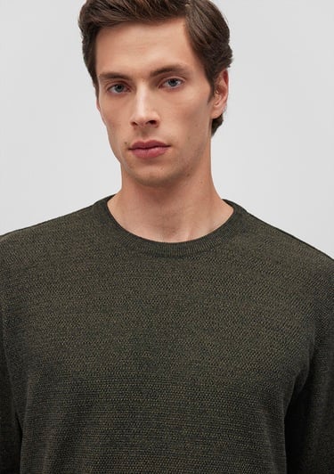  Mavi Bisiklet Yaka Haki Basic Kazak Slim Fit / Dar Kesim 070781-34343