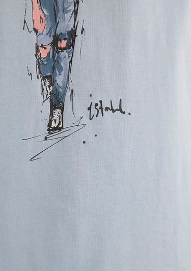  Mavi Denim Kız Baskılı Mavi İstanbul Tişört Regular Fit / Normal Kesim 1610222-70816