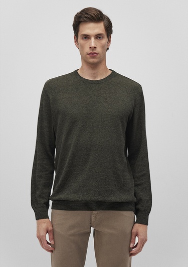  Mavi Bisiklet Yaka Haki Basic Kazak Slim Fit / Dar Kesim 070781-34343