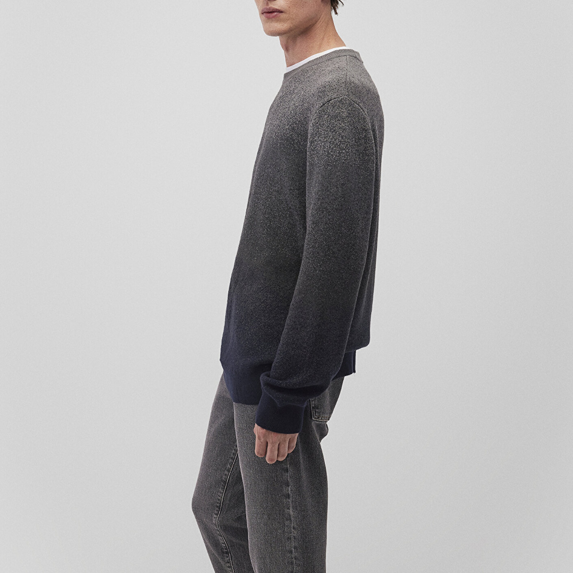 Mavi Bisiklet Yaka Gri Kazak Slim Fit / Dar Kesim 070779-34686