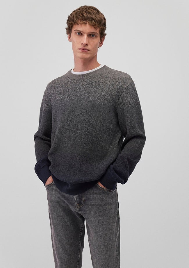  Mavi Bisiklet Yaka Gri Kazak Slim Fit / Dar Kesim 070779-34686