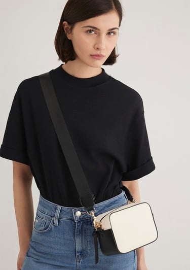  Mavi Siyah Askılı Ekru Çapraz Çanta 1910084-70055