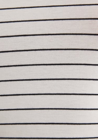  Mavi Çizgili Beyaz Basic Tişört Crop / Kısa Kesim 168382-28945