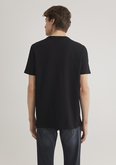  Mavi Mavi Pro Reflektör Logo Baskılı Siyah Tişört Slim Fit / Dar Kesim 066000-900