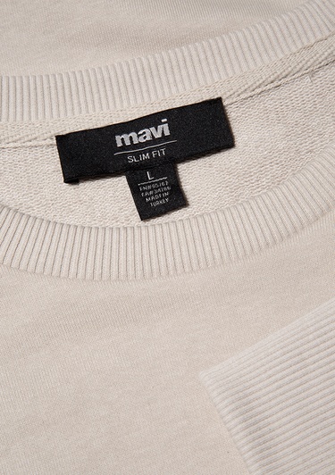  Mavi Bisiklet Yaka Bej Basic Sweatshirt 065751-35111