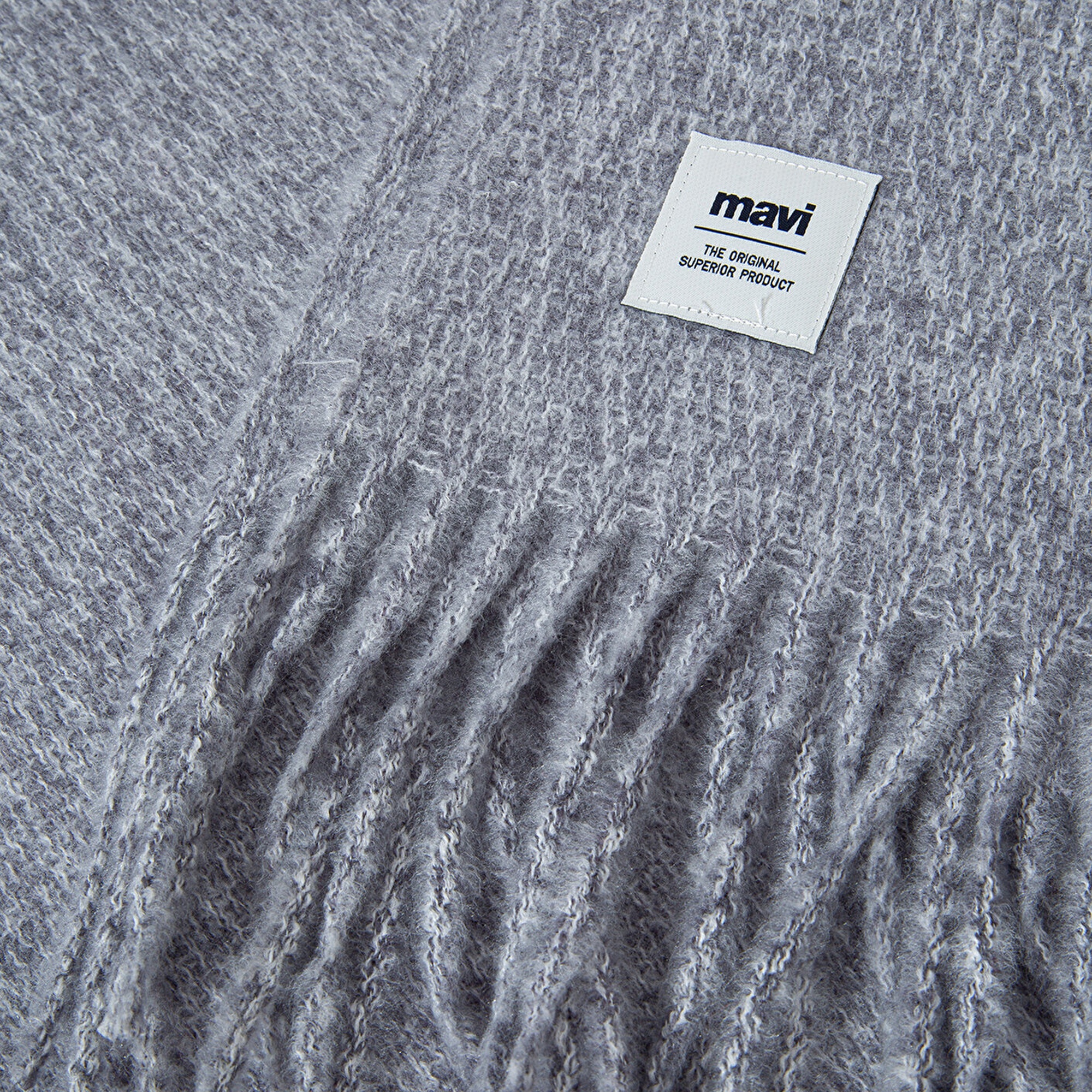 Mavi Püsküllü Gri Atkı 198940-34320