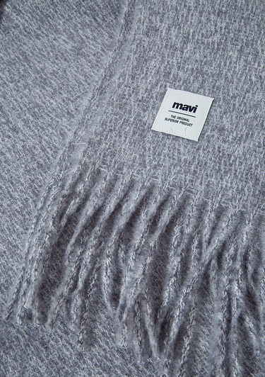  Mavi Püsküllü Gri Atkı 198940-34320