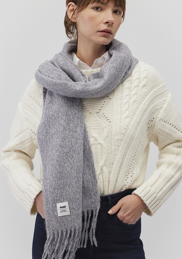  Mavi Püsküllü Gri Atkı 198940-34320