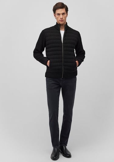  Mavi Fermuarlı Siyah Triko Hırka Slim Fit / Dar Kesim 070697-900