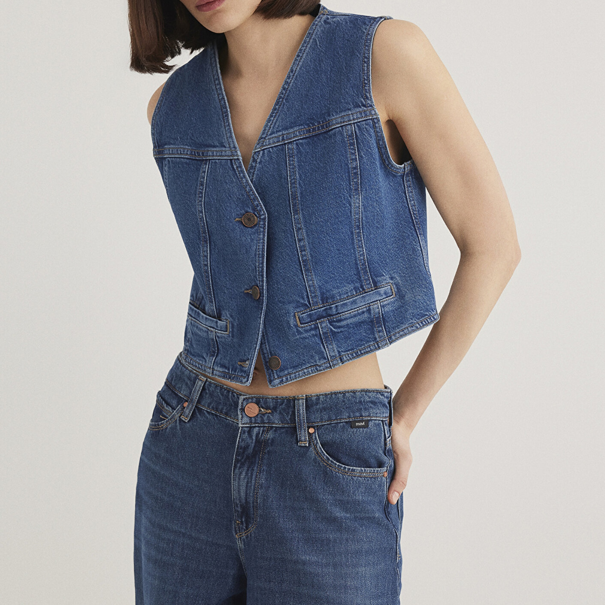 Mavi Merlin Real Blue Koyu Mavi Jean Yelek Fitted / Vücuda Oturan Kesim 1110265-85670