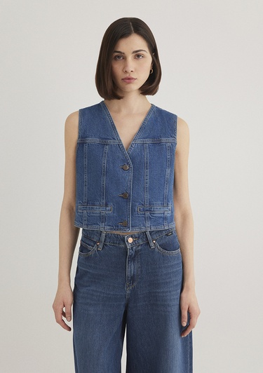  Mavi Merlin Real Blue Koyu Mavi Jean Yelek Fitted / Vücuda Oturan Kesim 1110265-85670