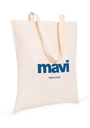  Mavi Mavi Logolu Çevre Dostu Geri Dönüştürülebilir Bez Çanta PO393918