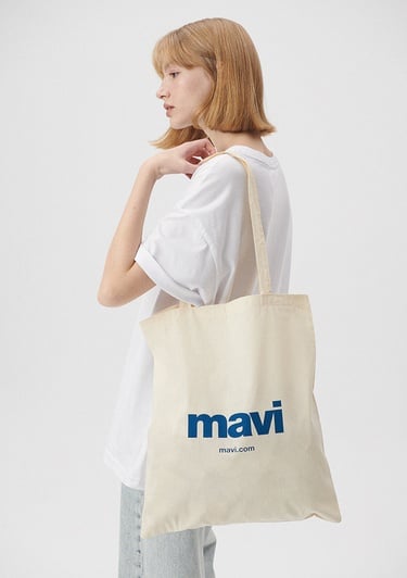  Mavi Mavi Logolu Çevre Dostu Geri Dönüştürülebilir Bez Çanta PO393918