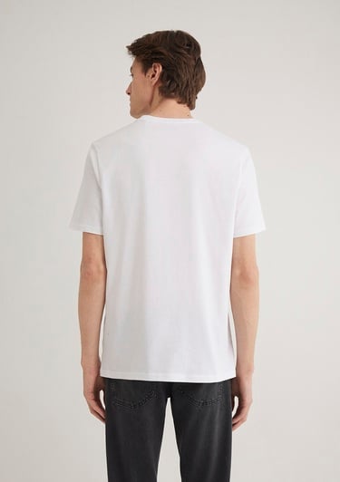  Mavi Siyah Miav Baskılı Beyaz Tişört Regular Fit / Normal Kesim 067153-602