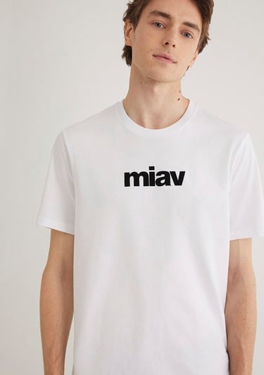  Mavi Siyah Miav Baskılı Beyaz Tişört Regular Fit / Normal Kesim 067153-602