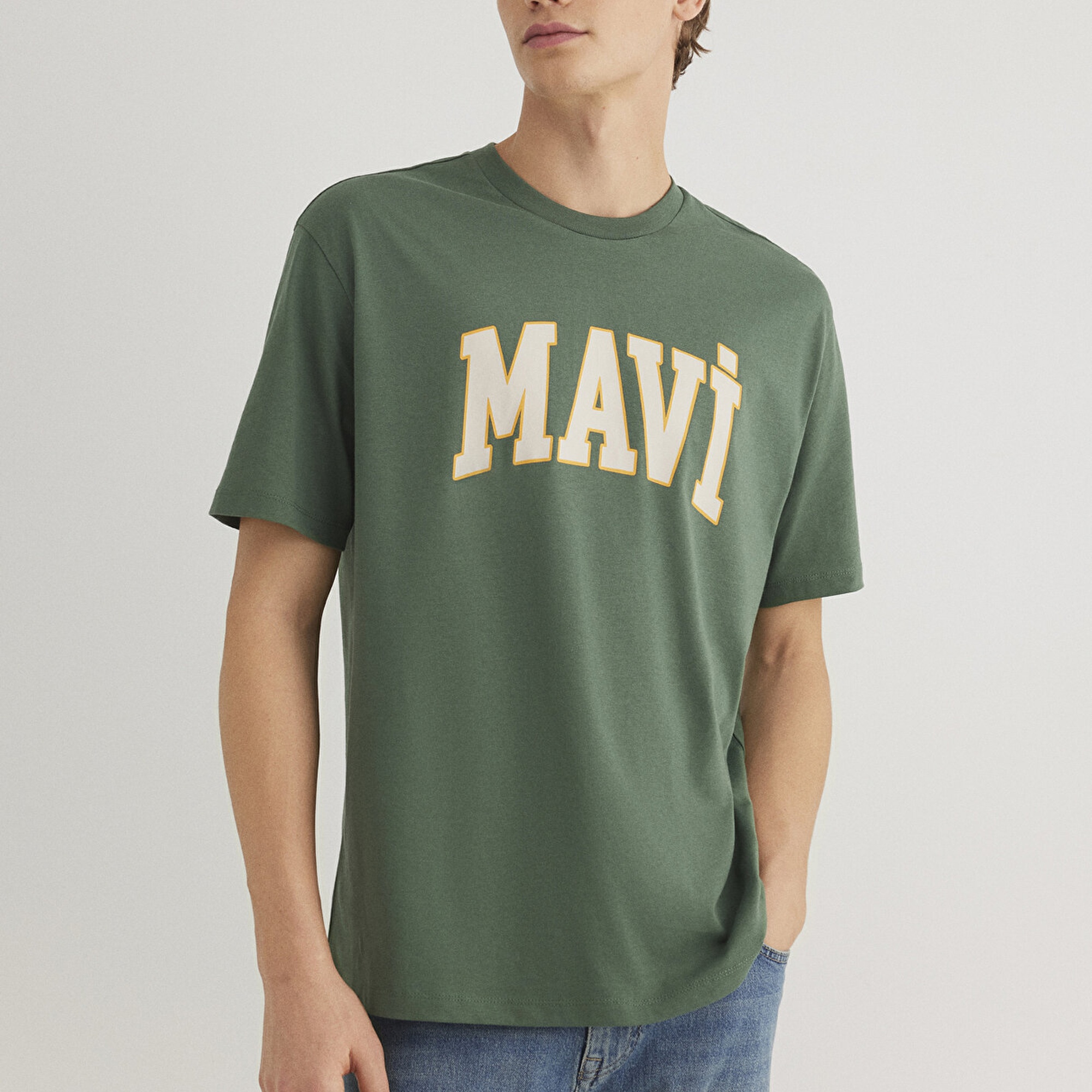 Mavi Mavi Logo Baskılı Yeşil Tişört Loose Fit / Bol Rahat Kesim 0611711-81570