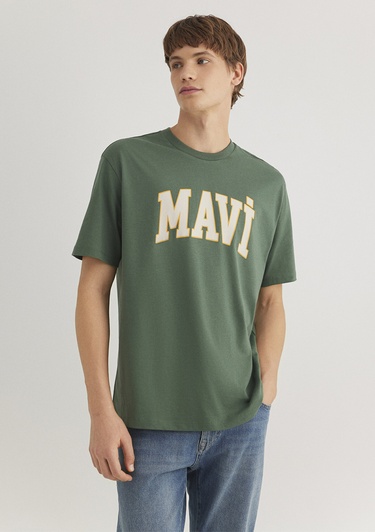  Mavi Mavi Logo Baskılı Yeşil Tişört Loose Fit / Bol Rahat Kesim 0611711-81570
