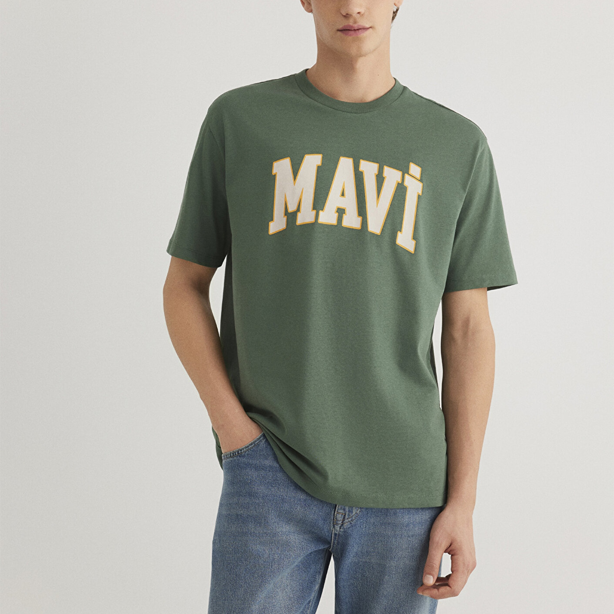 Mavi Mavi Logo Baskılı Yeşil Tişört Loose Fit / Bol Rahat Kesim 0611711-81570