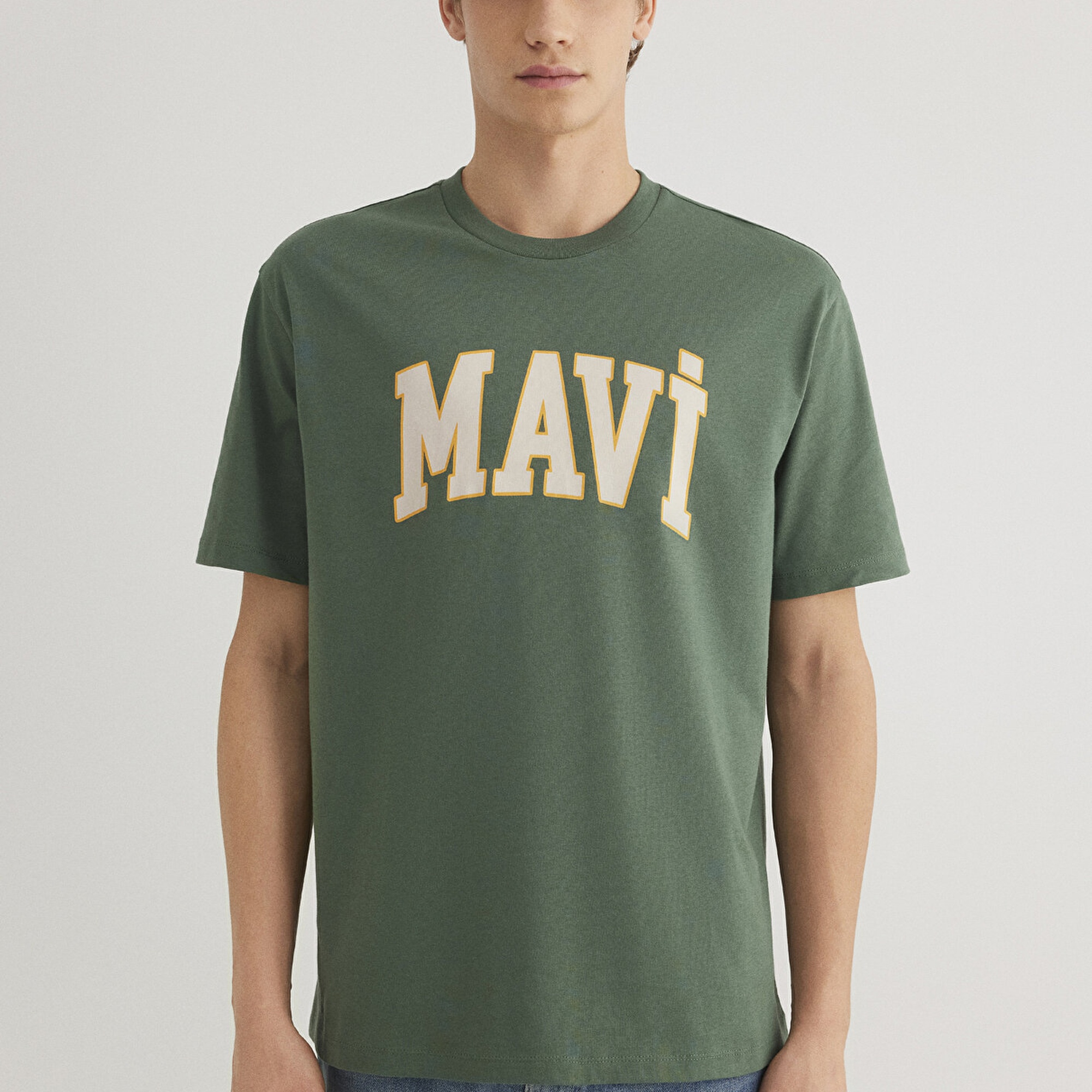 Mavi Mavi Logo Baskılı Yeşil Tişört Loose Fit / Bol Rahat Kesim 0611711-81570